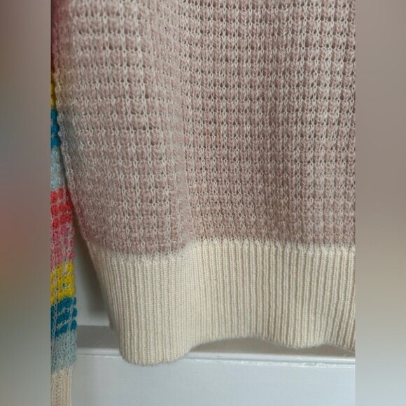 BNWOT Cocoa Cashmere London Sweater in Light Pink, Ivory and Striped Sleeves - Picture 7 of 9